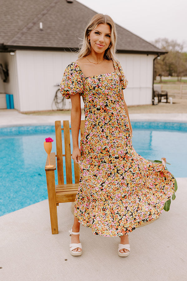Take A Second Floral Midi In Black Image - 2