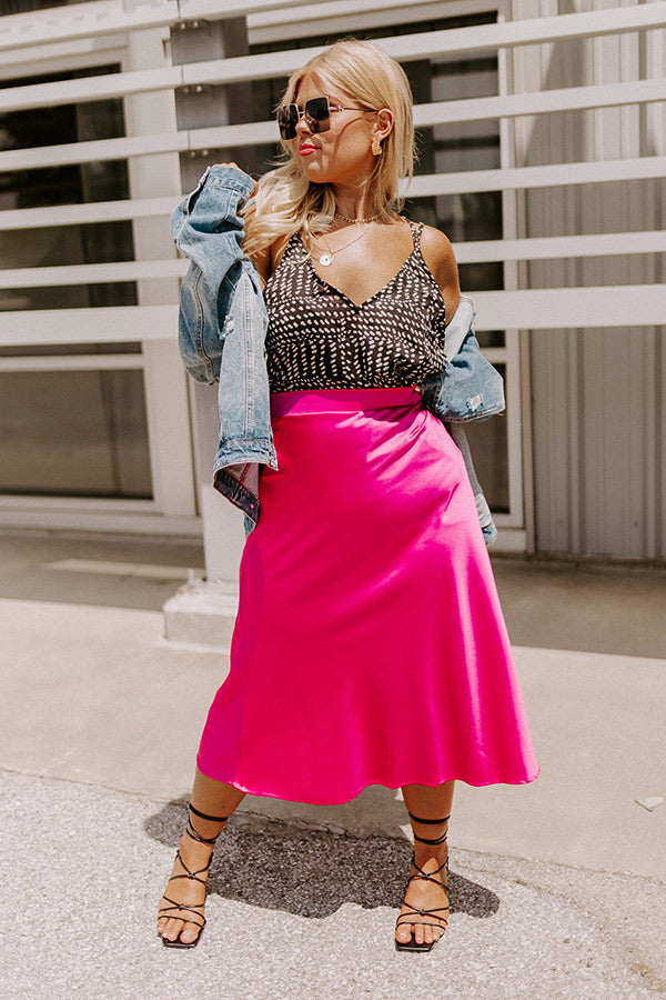 Fashion Talks Satin Skirt In Fuchsia Curves