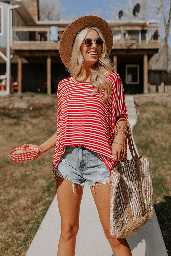 Firework Stripe Shift Top In Red Image - 2