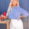Down By The Bay Stripe Button Up In Blue Curves Image - 1