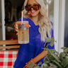 Beautiful Beach Waves Knit Top In Royal Blue Image - 1