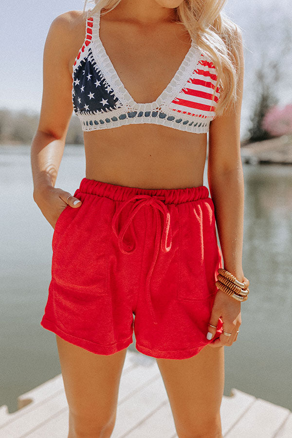 Boat Life Terry Cloth Shorts In Red Image - 3