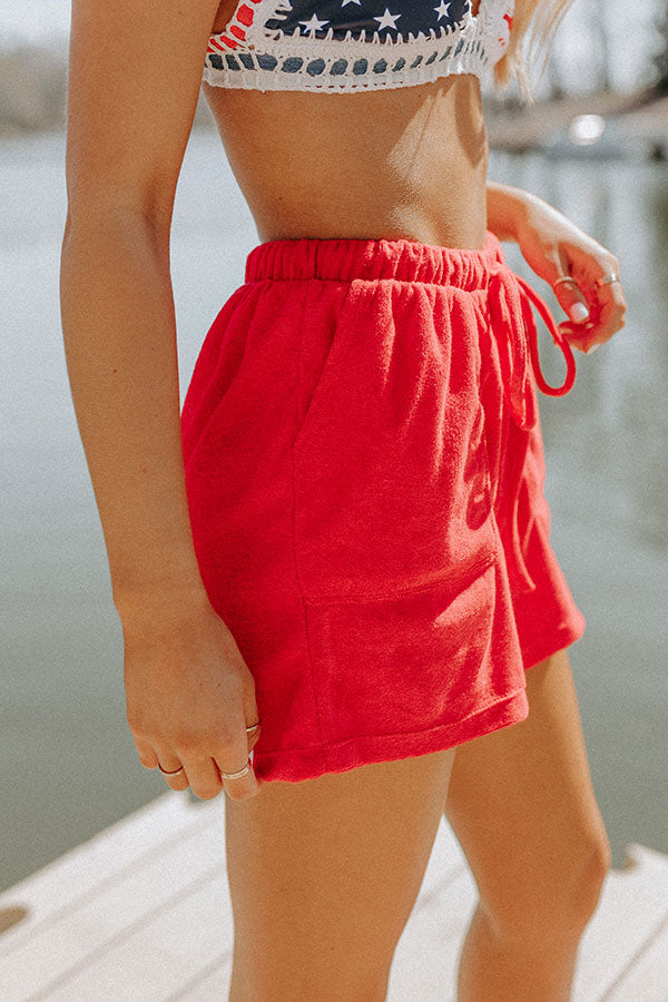 Boat Life Terry Cloth Shorts In Red Image - 4