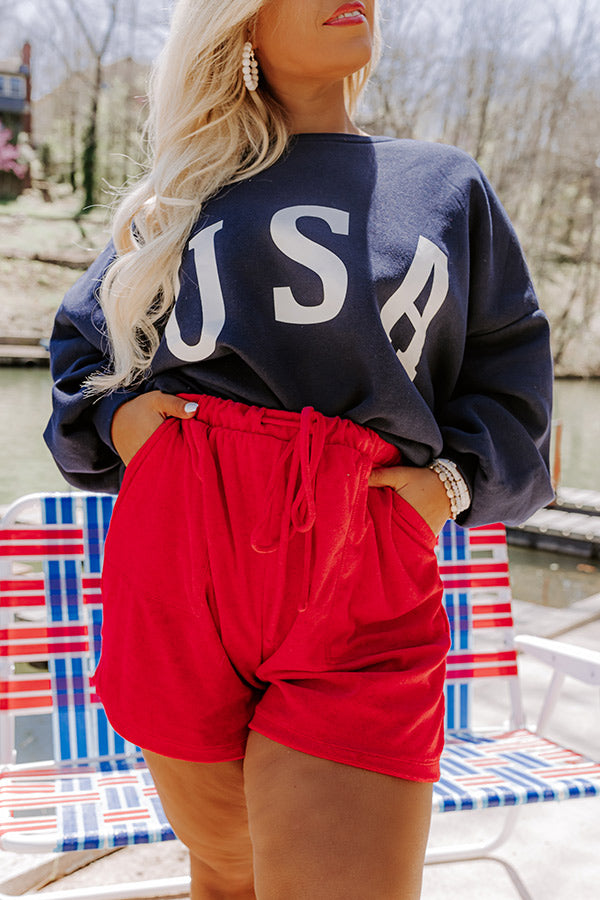 Boat Life Terry Cloth Shorts In Red Curves