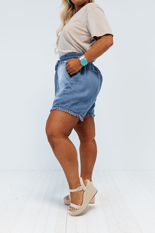 Tuscan Time Chambray Shorts In Medium Wash Curves Image - 2