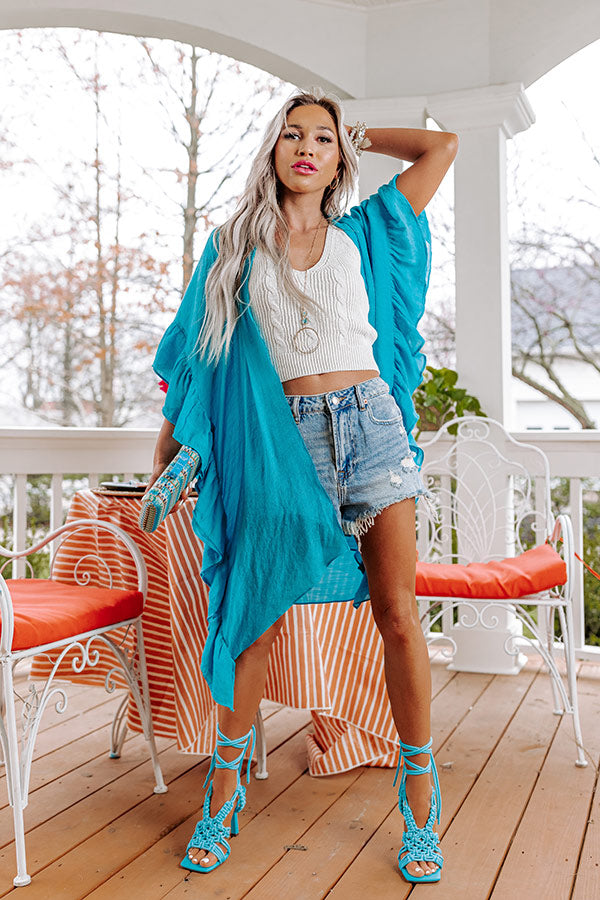 Summer Rhythm Ruffle Overlay In Sky Blue