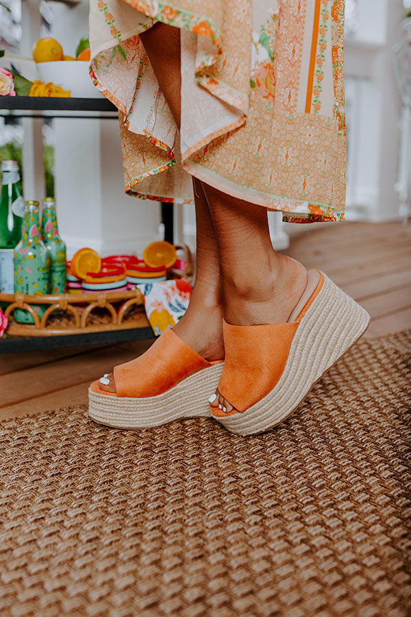 The Lysbeth Faux Suede Wedge In Orange
