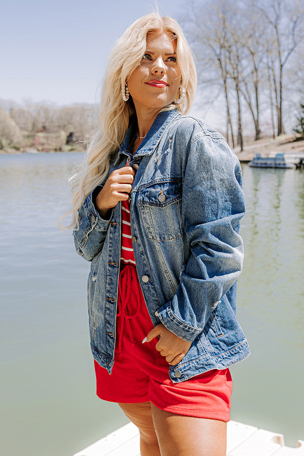 The Bellerose Denim Jacket In Dark Wash Curves