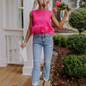 Down To The Riviera Feather Top in Hot Pink Image - 1