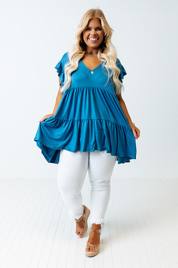 Loving This Moment Babydoll Top In Ocean Blue Curves Image - 1