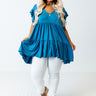 Loving This Moment Babydoll Top In Ocean Blue Curves Image - 1