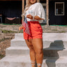 On The Boat Linen-Blend Shorts In Scarlet Curves Image - 1