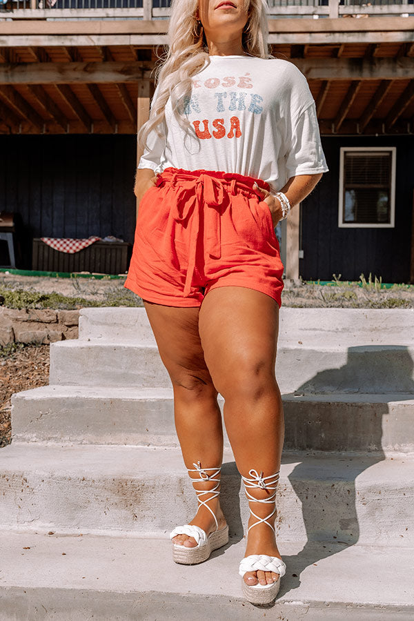 On The Boat Linen-Blend Shorts In Scarlet Curves Image - 4