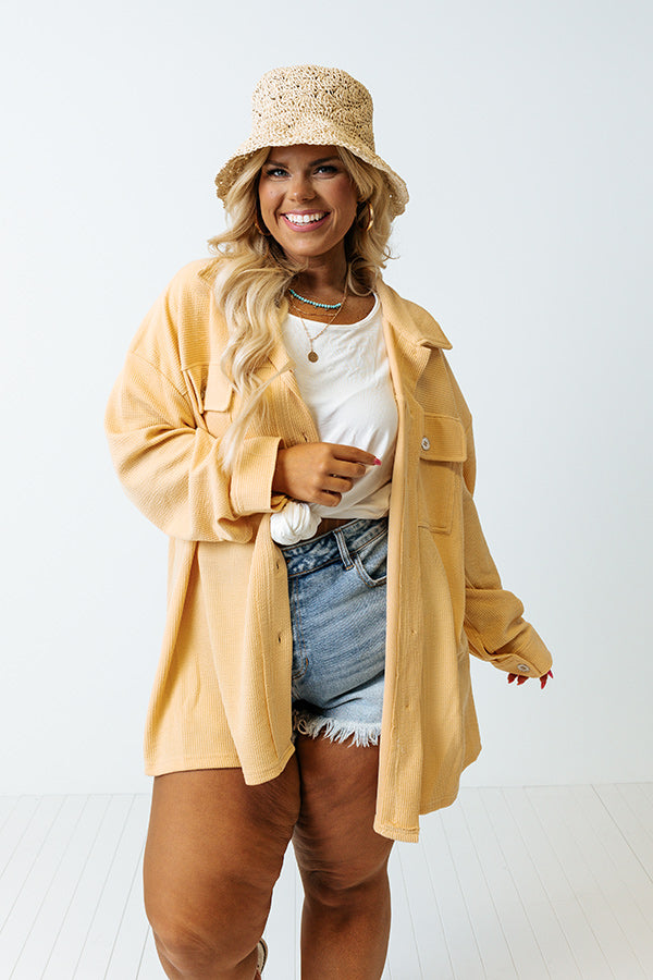 Soul Surfing Knit Button Up In Primrose Yellow Curves Image - 1