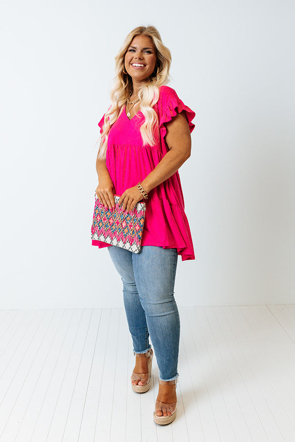 Loving This Moment Babydoll Top In Hot Pink Curves Image - 2