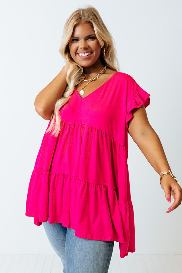 Loving This Moment Babydoll Top In Hot Pink Curves Image - 1