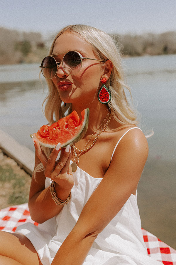 Watermelon Margs Beaded Earrings