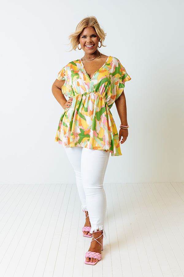 Free To Be Fabulous Babydoll Top In Yellow Curves Image - 1