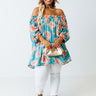 Made For Merriment Floral Shift Top in Turquoise Curves Image - 1