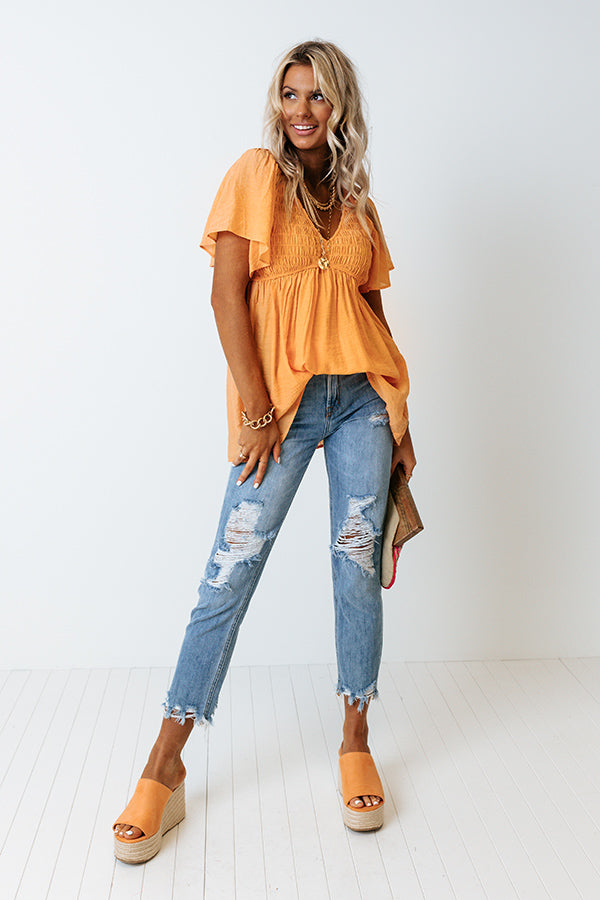 Sunrise Kisses Babydoll Top In Orange Image - 1