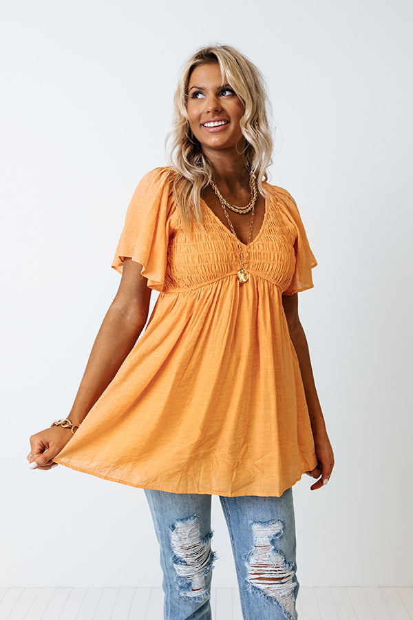 Sunrise Kisses Babydoll Top In Orange Image - 2