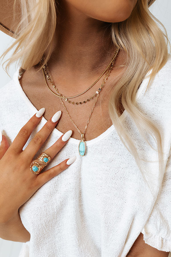 Kendra Scott Framed Dani Gold Triple Strand Necklace in Sea Green Chrysocolla Image - 2