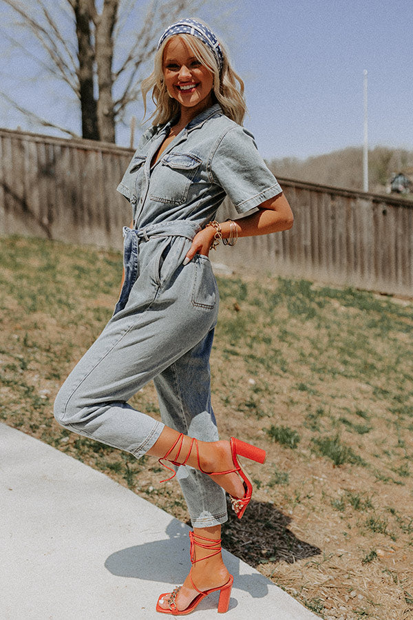 Here We Go Denim Jumpsuit Image - 2