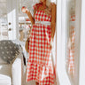 Around The Boardwalk Gingham Dress In Scarlet Image - 1