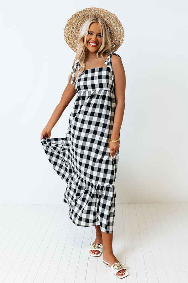 Around The Boardwalk Gingham Dress In Black Image - 2