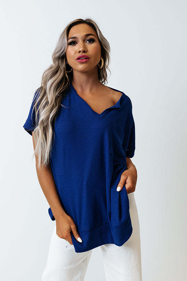 Neighborhood Hotspot Waffle Knit Tee In Royal Blue Image - 2