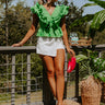 Gorgeous Girly Peplum Top In Kelly Green Image - 1