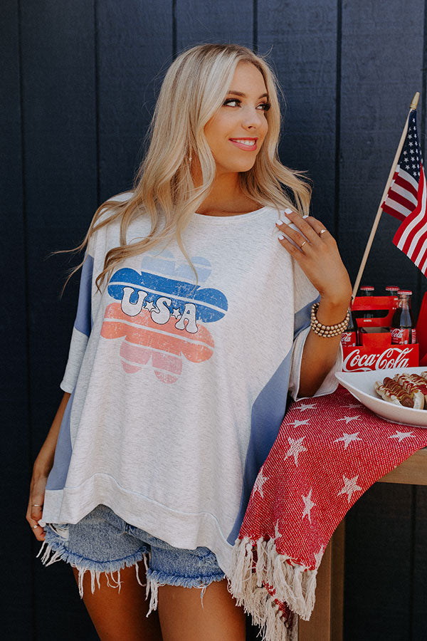 USA Daisy Graphic Tee Image - 2