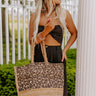 Palm Trees Please Leopard Woven Tote Image - 1