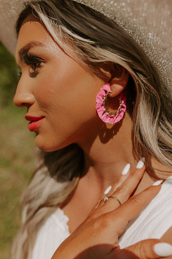 Sweetly Said Hoop Earrings In Hot Pink Image - 1