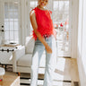 Down To The Riviera Feather Top in Red Image - 1