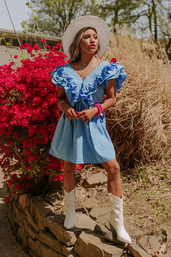 Tulum Toasts Dress In Sky Blue