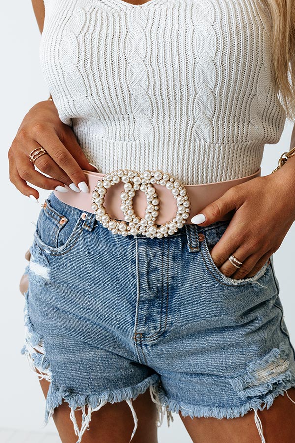 Martini Nights Faux Leather Belt In Blush Image - 1