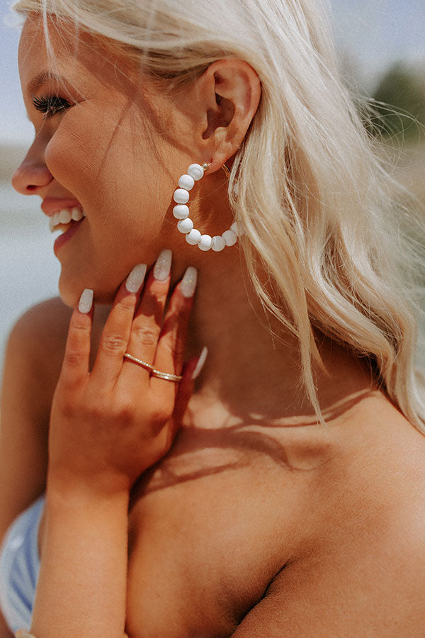Shining Brighter Hoop Earrings In White