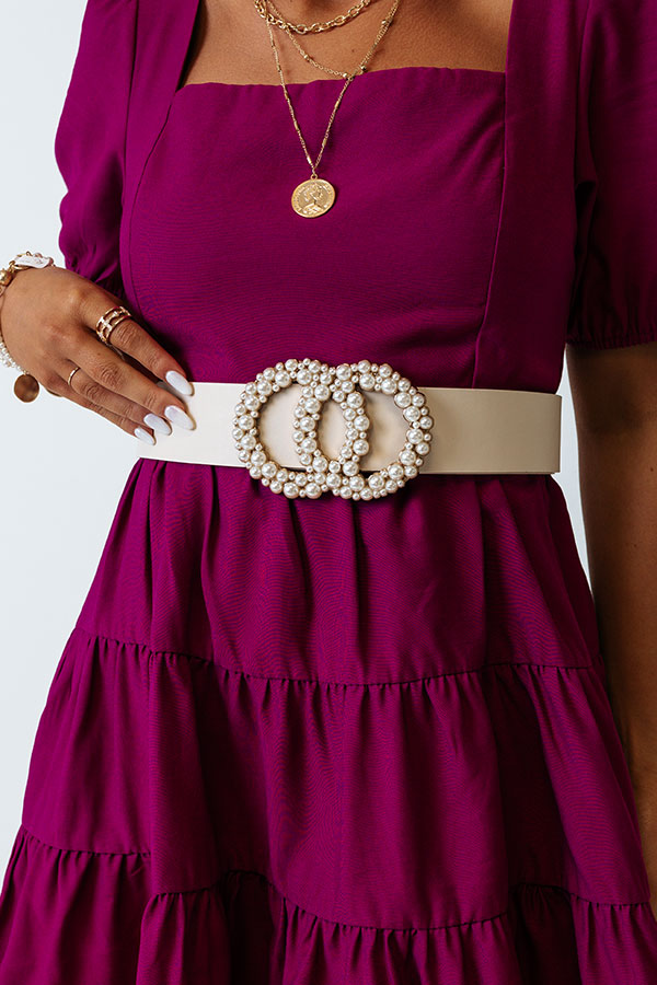 Martini Nights Faux Leather Belt In Ivory Image - 1