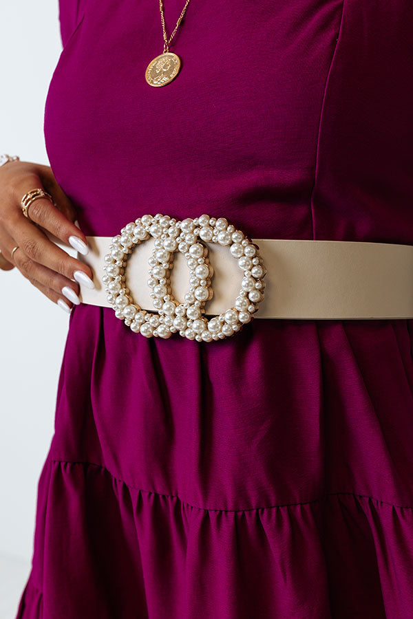 Martini Nights Faux Leather Belt In Ivory Image - 2
