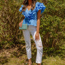 Gorgeous Girly Peplum Top In Sky Blue Image - 1