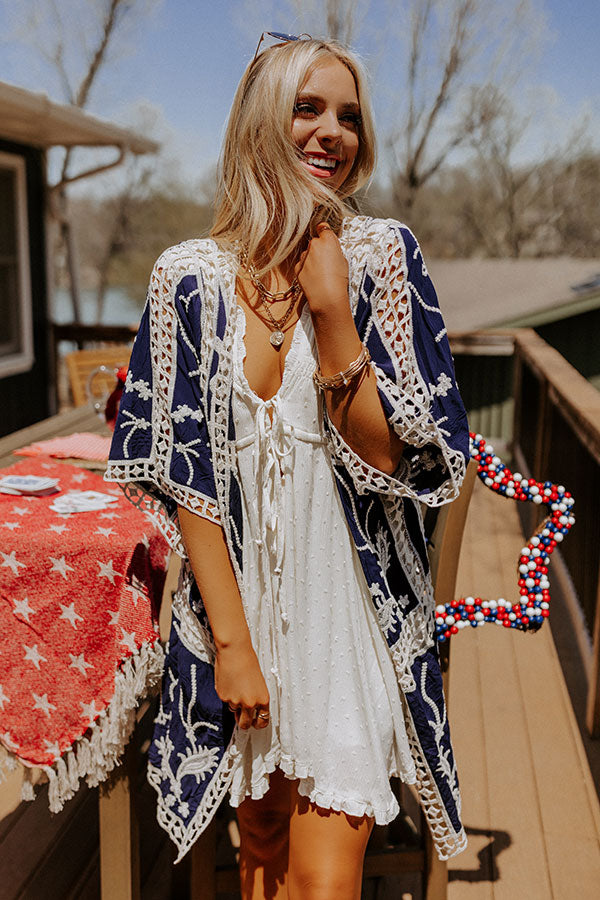 Seas The Moment Embroidered Overlay In Navy