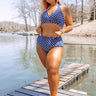 Summer Rhythm High Waist Polka Dot Bikini Bottom in Navy Curves Image - 1