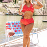 Summer Rhythm High Waist Polka Dot Bikini Bottom in Red Curves Image - 1
