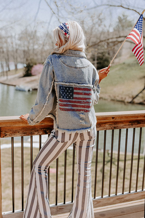 Star Spangled Kisses Distressed Denim Jacket