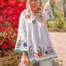 Hear The Waves Embroidered Shift Top In White Image - 1
