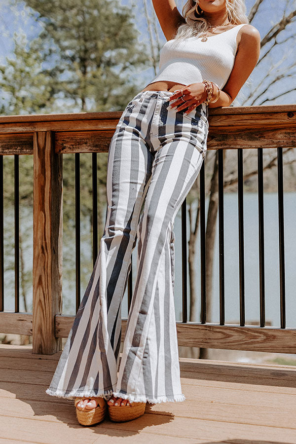 The Serina High Waist Flares In Slate