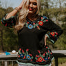 Hear The Waves Embroidered Shift Top In Black Image - 1