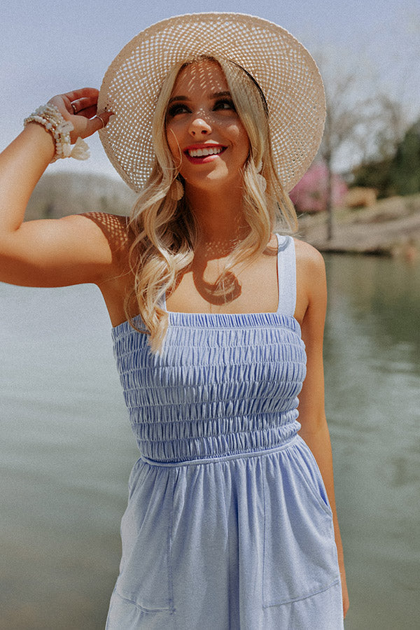 Boat Weekend Smocked Romper In Sky Blue Image - 2