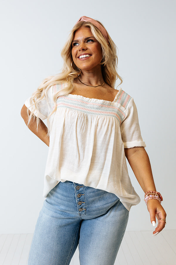 Brighton Getaway Shift Top In Cream Curves Image - 2